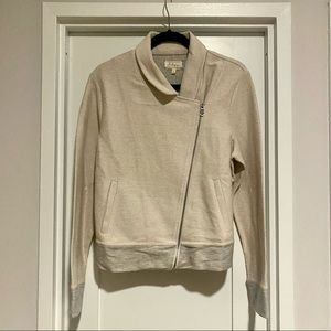 Lou & Grey Neutral Asymmetrical Zip Sweater Jacket (NWT)